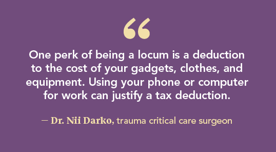 Dr Darko quote about tax qriteoffs for locum doctors