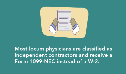graphic explaining that most locum tenens physicians are classified as independent contractors