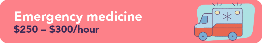 Emergency medicine $250 - $300/hour