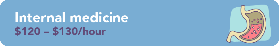 Internal medicine $120 - $130/hour