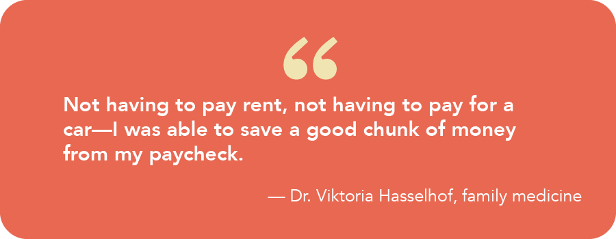 Quote from Dr. Viktoria Hasselhof on what she saves by doing locums
