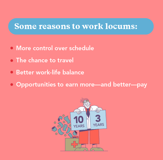 graphic with a list of reasons providers choose to work locums
