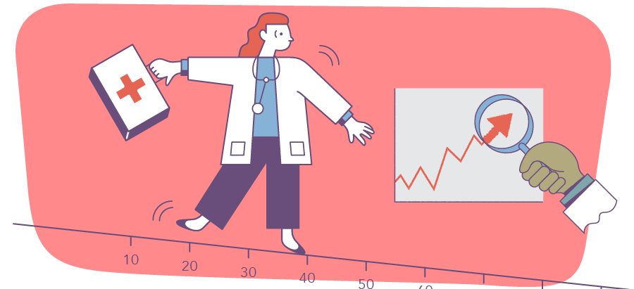 Illustration of female physician with doctor's medical bag