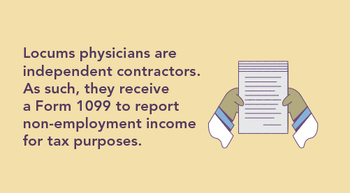 graphic saying lcoum physician are independent contractors thus they receive a 1099 rather than a W-2