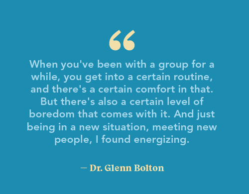 quote by Dr Bolton about how locums gives him a chance to work in different settings
