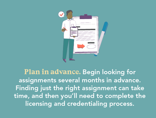 graphic saying it's important to plan in advance of a locums assignment