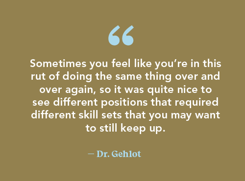 quote from OB-GYN Dr Gehlot about working locums