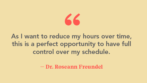 Dr Freundel quote about locums giving her control over her schedule