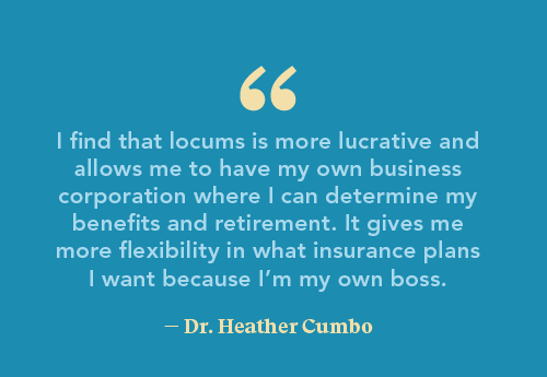 Quote by psychiatrist Dr Cumbo on why she works locums