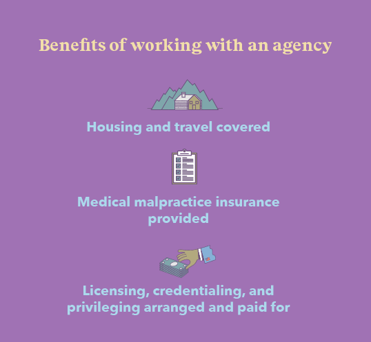 graphic explaining some of the benefits of working with a locums agency as a gastroenterologist