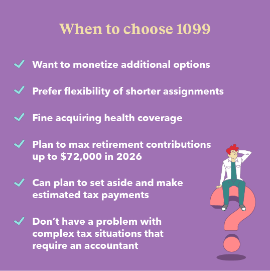 Graphic explaining when to choose 1099 locums assignments