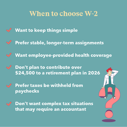 Graphic explaining when to choose W-2 locums assignments