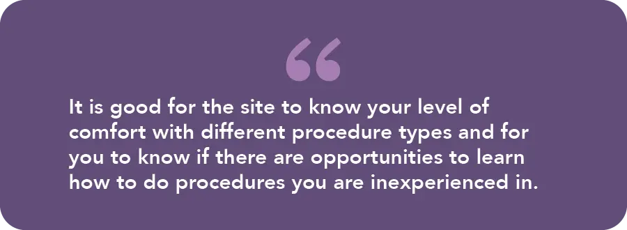 Quote by NP Sophia Khawley on your experience with different procedure types