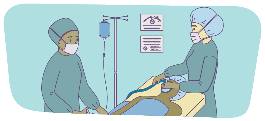 graphic of locum tenens CRNA assisting a surgeon